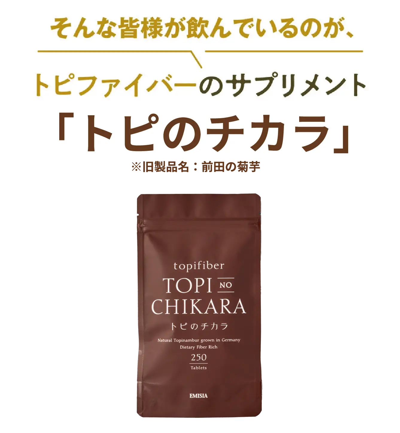 美味しいものを楽しみ尽くしたいけど。そんな皆様が飲んでいるのが、トピファイバーのサプリメント「トピのチカラ」。