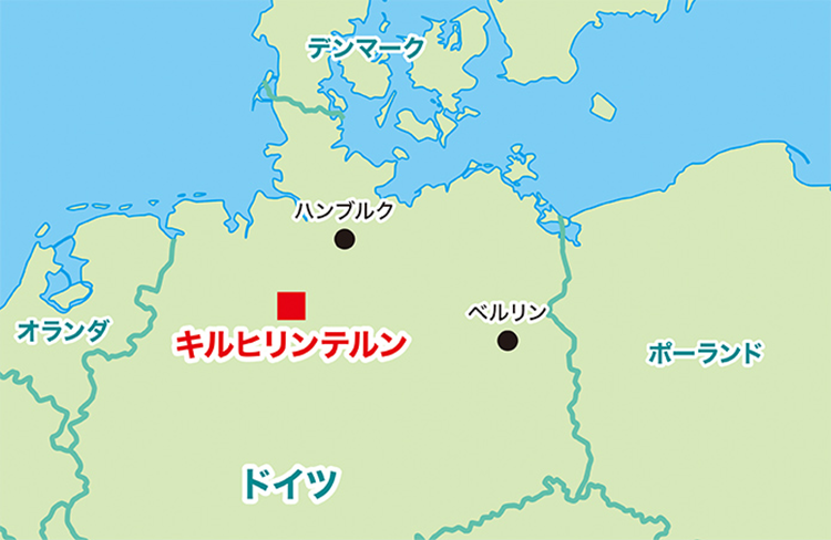 北ドイツのニーダーザクセン州のキルヒリンテルンの地図