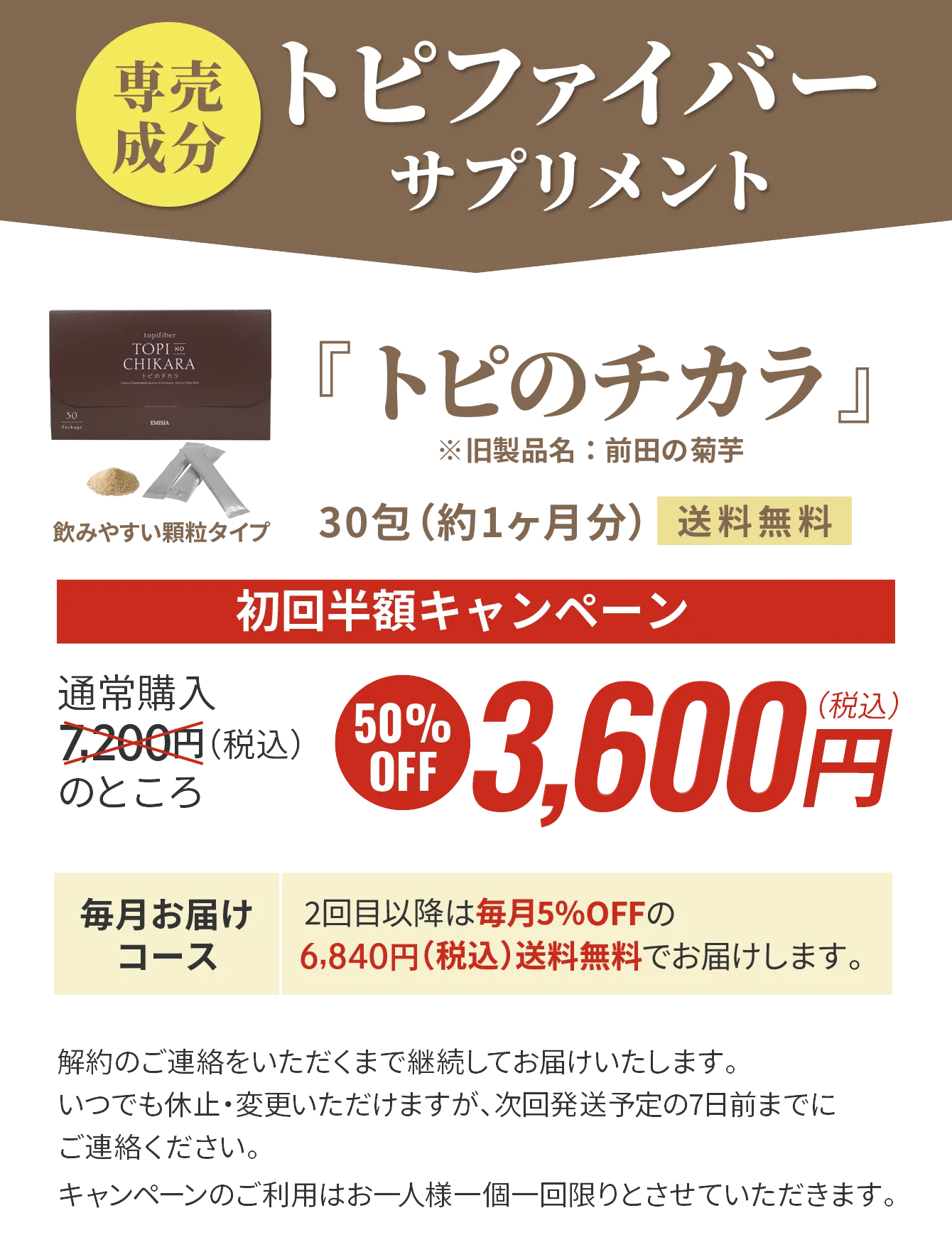 トピのチカラ3,600円（税込）